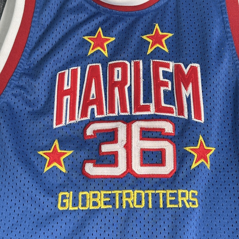 Vintage Platinum Fubu Harlem Globetrotters Meadowlark Lemon 36 Jersey XL Blue - Picture 3 of 11